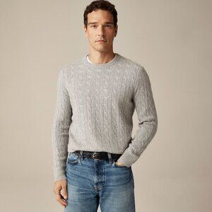 J. Crew Cashmere cable-knit sweater Heather Grey S